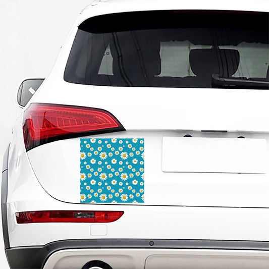 Blue Daisy Flower Pattern Print Car Sticker