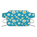Blue Daisy Flower Pattern Print Car Windshield Snow Cover