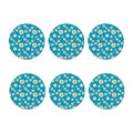 Blue Daisy Flower Pattern Print Coaster Set