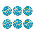 Blue Daisy Flower Pattern Print Coaster Set