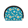 Blue Daisy Flower Pattern Print Coin Purse