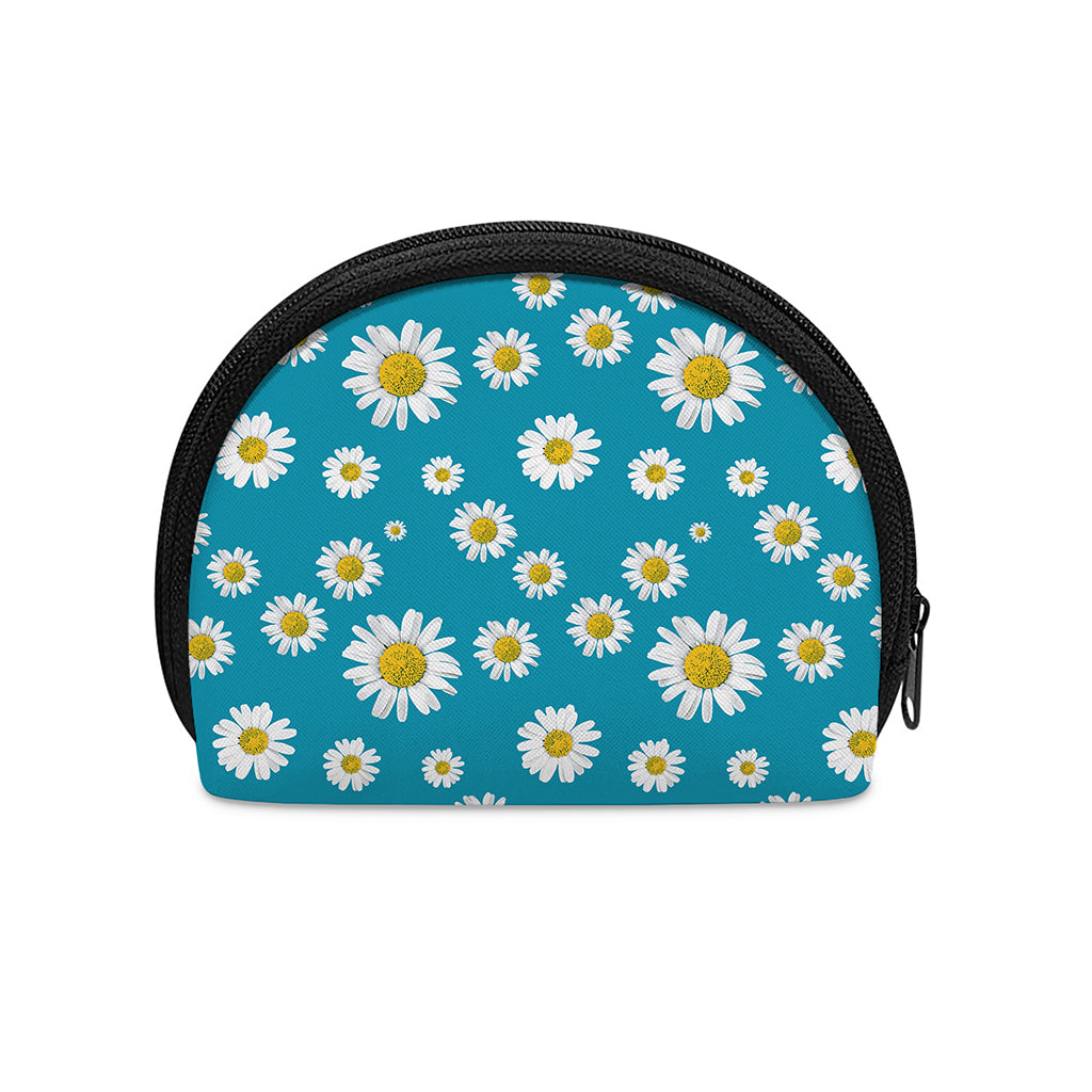 Blue Daisy Flower Pattern Print Coin Purse