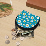 Blue Daisy Flower Pattern Print Coin Purse