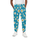 Blue Daisy Flower Pattern Print Cotton Pants