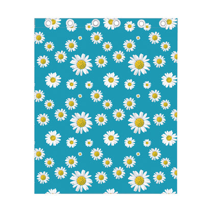 Blue Daisy Flower Pattern Print Curtain