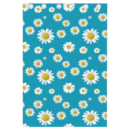 Blue Daisy Flower Pattern Print Curtain