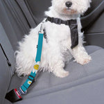 Blue Daisy Flower Pattern Print Dog Seat Belt
