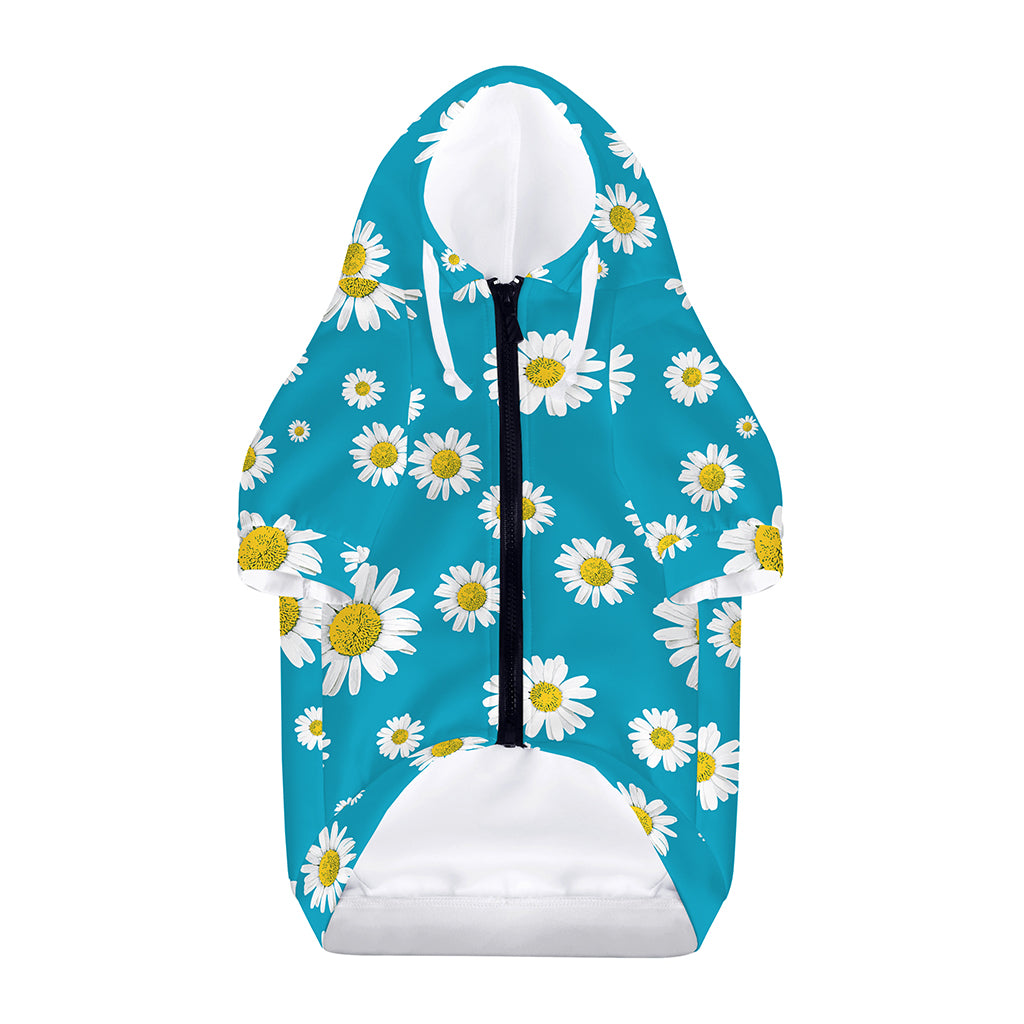 Blue Daisy Flower Pattern Print Dog Zip Up Hoodie