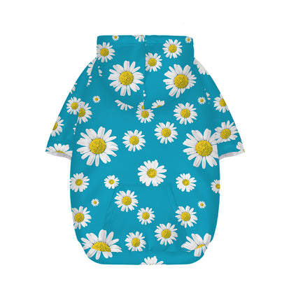 Blue Daisy Flower Pattern Print Dog Zip Up Hoodie