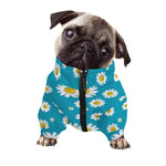 Blue Daisy Flower Pattern Print Dog Zip Up Jacket