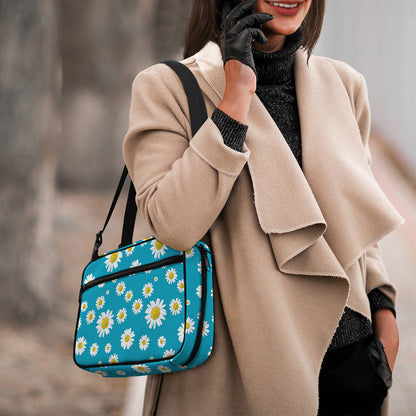 Blue Daisy Flower Pattern Print Double Strap Bible Bag