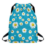 Blue Daisy Flower Pattern Print Drawstring Backpack
