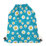 Blue Daisy Flower Pattern Print Drawstring Bag