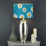 Blue Daisy Flower Pattern Print Drum Lamp Shade