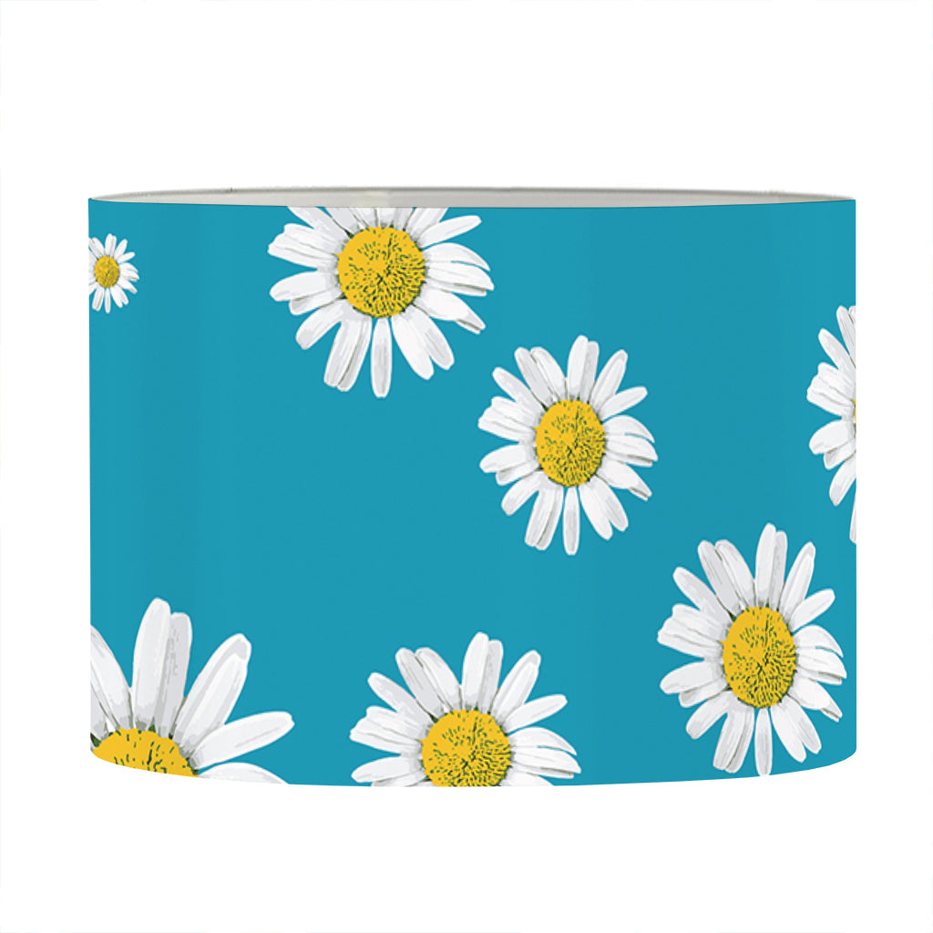 Blue Daisy Flower Pattern Print Drum Lamp Shade