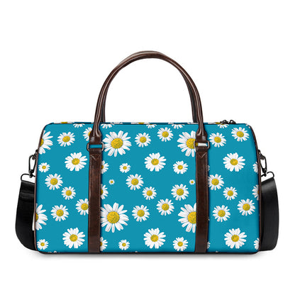 Blue Daisy Flower Pattern Print Duffle Bag