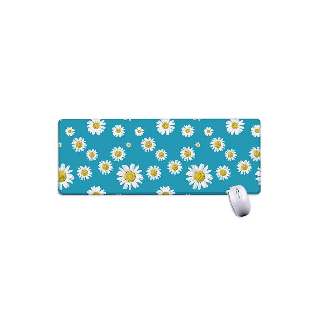 Blue Daisy Flower Pattern Print Extended Mouse Pad
