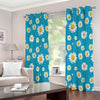 Blue Daisy Flower Pattern Print Extra Wide Grommet Curtains