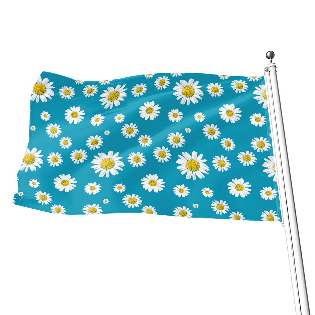 Blue Daisy Flower Pattern Print Flag