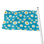 Blue Daisy Flower Pattern Print Flag