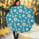 Blue Daisy Flower Pattern Print Foldable Umbrella
