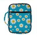 Blue Daisy Flower Pattern Print Front Pocket Bible Bag