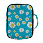 Blue Daisy Flower Pattern Print Front Pocket Bible Bag