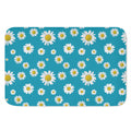 Blue Daisy Flower Pattern Print Indoor Door Mat