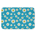 Blue Daisy Flower Pattern Print Indoor Door Mat