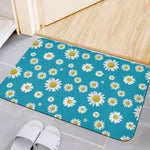 Blue Daisy Flower Pattern Print Indoor Door Mat
