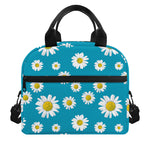 Blue Daisy Flower Pattern Print Insulated Lunch Bag
