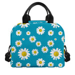 Blue Daisy Flower Pattern Print Insulated Lunch Bag