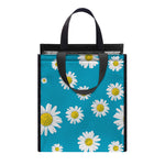 Blue Daisy Flower Pattern Print Insulated Lunch Tote