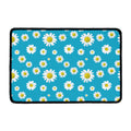 Blue Daisy Flower Pattern Print Kitchen Mat