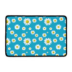 Blue Daisy Flower Pattern Print Kitchen Mat