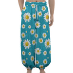 Blue Daisy Flower Pattern Print Lantern Pants
