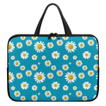 Blue Daisy Flower Pattern Print Laptop Sleeve With Handle