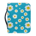Blue Daisy Flower Pattern Print Leather Bible Cover