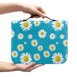 Blue Daisy Flower Pattern Print Leather Bible Cover