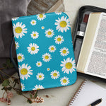 Blue Daisy Flower Pattern Print Leather Bible Cover