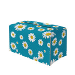 Blue Daisy Flower Pattern Print Leather Tissue Box Cover