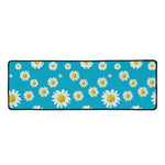 Blue Daisy Flower Pattern Print Long Kitchen Mat