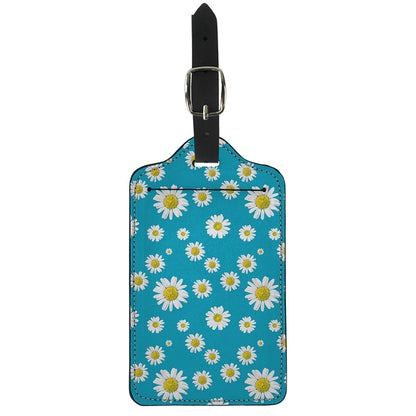 Blue Daisy Flower Pattern Print Luggage Tag