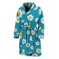 Blue Daisy Flower Pattern Print Men's Bathrobe