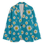 Blue Daisy Flower Pattern Print Men's Blazer