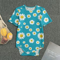 Blue Daisy Flower Pattern Print Men's Bodysuit