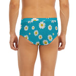 Blue Daisy Flower Pattern Print Men's Briefs