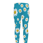 Blue Daisy Flower Pattern Print Men's leggings