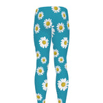 Blue Daisy Flower Pattern Print Men's leggings