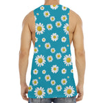 Blue Daisy Flower Pattern Print Men's Muscle Tank Top